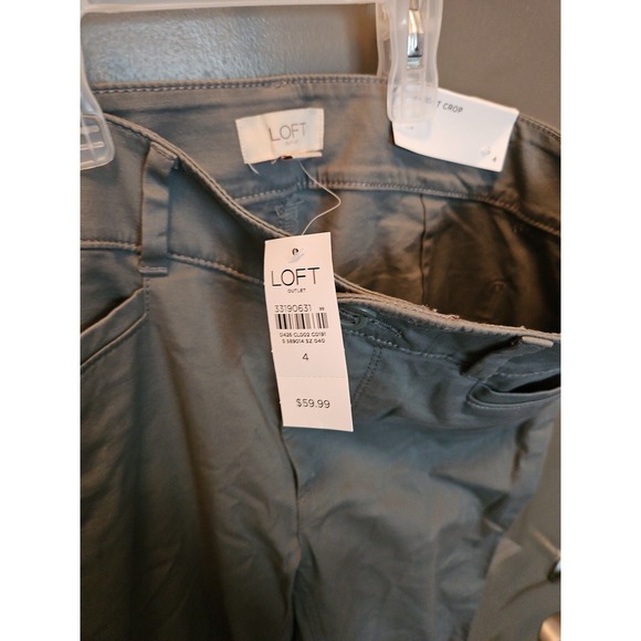 LOFT Straight Crop Pants‎ Casual Career Olive Green Size 4 NWT - Picture 3 of 7